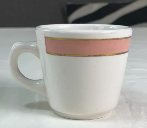 Vintage BUFFALO CHINA Restaurant Ware Ceramic Coffee Mug / Tea Cup - Pink Gold