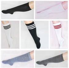 WOMEN FOOTBALL BASKETBALL BASEBALL TENNIS GYM SPORT KNEE HIGH STRIPED SOCKS M