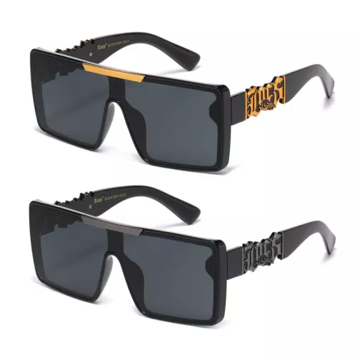 LOCS Sunglasses Big LOCS Logo Oversize Square One Piece Shield Lens Black Frame.