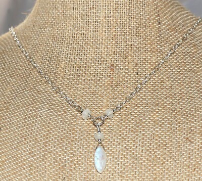 Rainbow Moonstone Lariat Style Necklace Rainbow Moonstone
