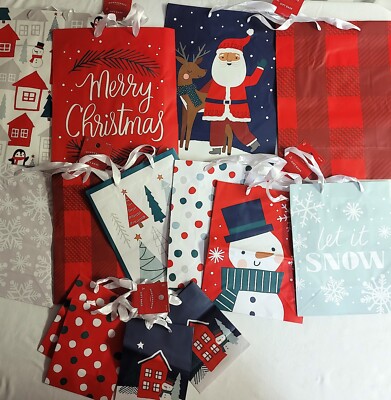 Lot of 14 Christmas Holiday Gift Bags Wondershop Target Various Sizes & Patterns