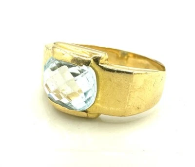 MAGNIFIQUE BAGUE OR 18 CARATS - Aigue marine - 6,33 g - Photo 1/4