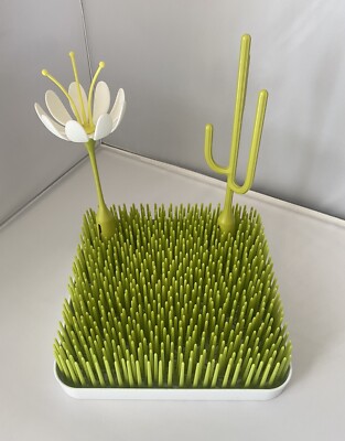 BOON Grass  Bottle Drying Rack W/ 1 Flower, 1 Cactus