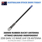 UHF CB Radio Antenna Rubber Ducky 360mm 477MHz 2dB ½" PL259 Base Aust Made