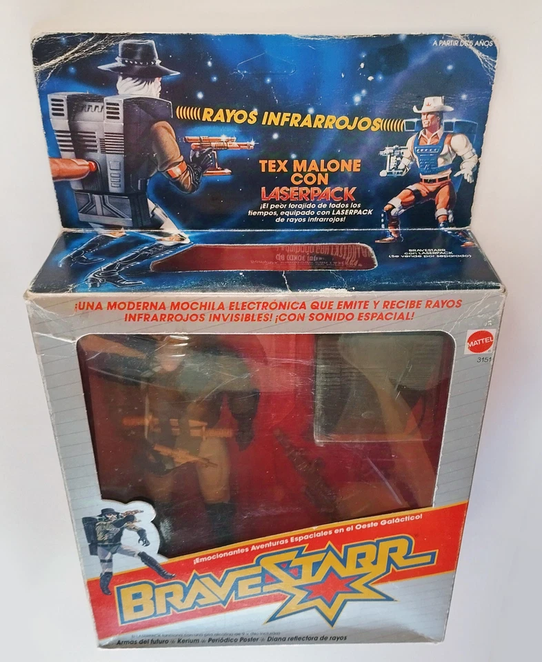 BRAVESTARR: TEX HEX MALONE & LASERPACK LASER-FIRE, MATTEL 1988, MADE IN SPAIN - Immagine 4 di 4