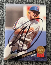 Todd Hundley signed autographed card 1993 Leaf Baseball #75  - New York Mets -