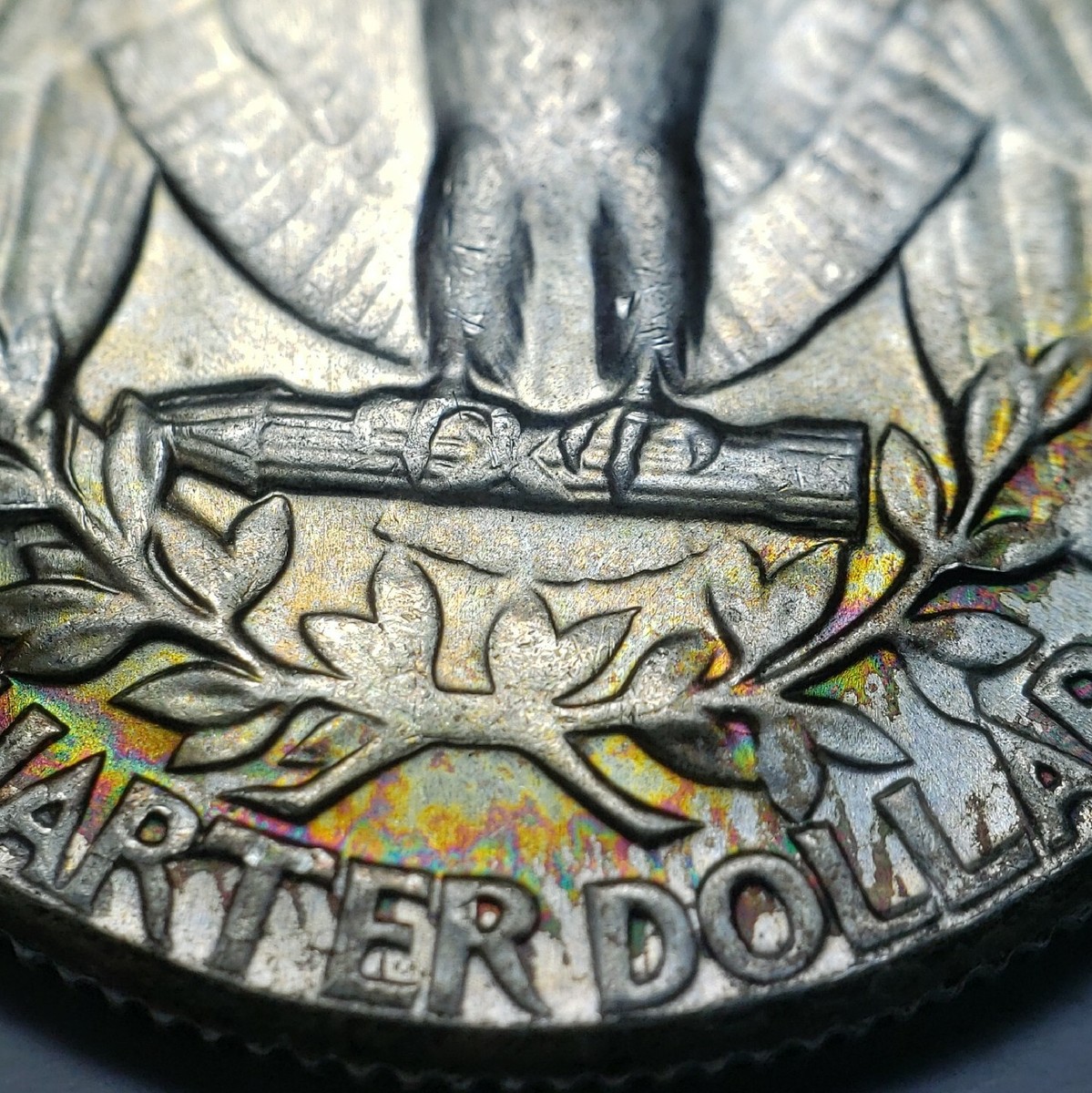 アクセサリー QuarterSkull With Half TriangleWireRing 1957 25c Silver Washington Quarter - FS-901 Type B Reverse