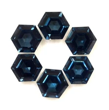 5x5 mm To 10x10 mm Natural London Blue Topaz Hexagon Cut Loose Gems Price Per Pc
