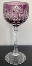 Beyer Crystal BEZ1 Purple Wine Hock EXCELLENT+ Grape Cut 7 1/2” Tall