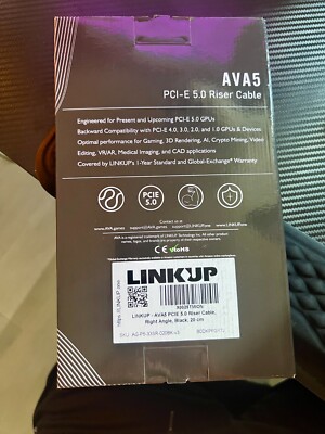 LinkUP AVA5 Riser Kabel | rechter Winkel, PCIe 5.0 | x16 128GB/s, 20cm | schwarz