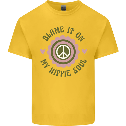 Blame It on My Hippy Soul 60s 70s Flower Power Kids T-Shirt Childrens - Picture 8 of 11