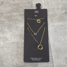 AREA STARS Women's Gold Tone 3-Piece Assorted Charm Necklace Set