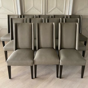 West Elm Willoughby Taupe Dining Chair Elephant Leather Set of 12 | eBay