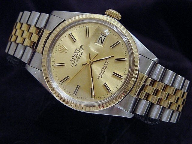 Rolex — Rolex Datejust Mens 1980s 2Tone 18K Gold Stainless Steel Jubilee Champagne 16013