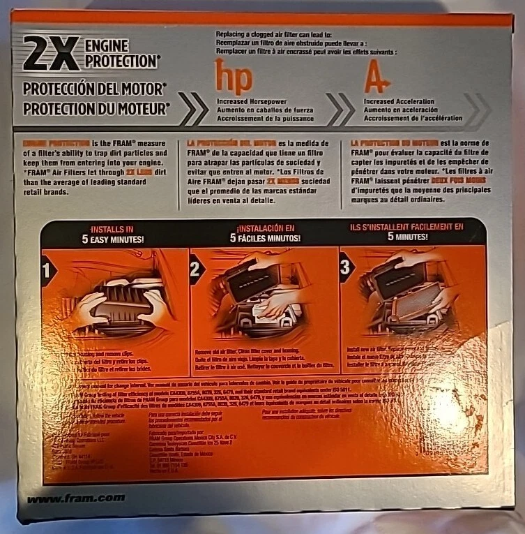 Fram Extra Guard Ca326 Replacement 2X Engine Protection Air Filter for Chevrolet - Image 2 of 4