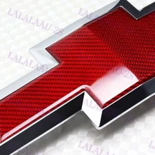 For 16-19 Chevy Silverado 1500 Front & Tailgate Bow tie Red Carbon Fiber Emblem