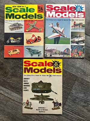 SCALE MODELS Magazine 1969 #1 2 3 Hobby Model Kit UK Aircraft Boats Cars Figures