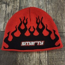 Smarty Boards Skateboarding Boys Youth Beanie Hat Cap Winter Red Black Flames