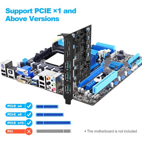 PCIe X4 To USB 3.2 Card 20Gbps Expansion Add on Card 3x USB3.2 and 2x TPYC-C 15W - Picture 6 of 11