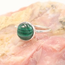 Solid 925 Sterling silver Natural Malachite Ring Gemstone Jewelry For Her J 56