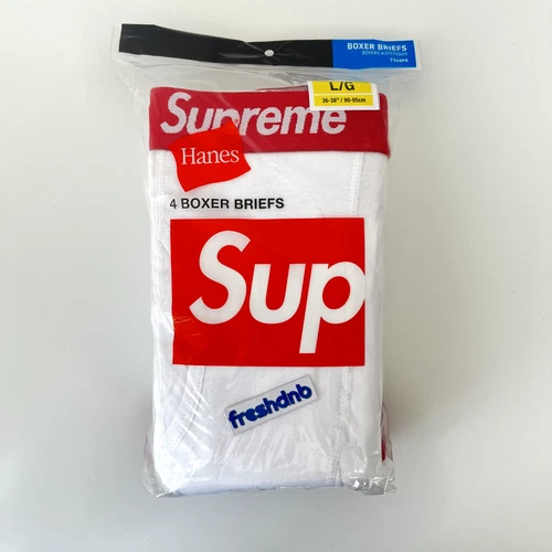 Supreme Hanes Boxer Briefs - White - Large - Pack of 4 - 100% Genuine Authentic!