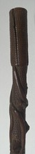 Ancien Baton ou Canne en bois. Afrique. Sculptée d’un Serpent, Fleurs et Oiseaux