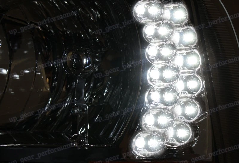 For 1999-2004 Ford F250 F350 Super Duty LED Black Headlights W/Amber Reflector - Image 3 of 4