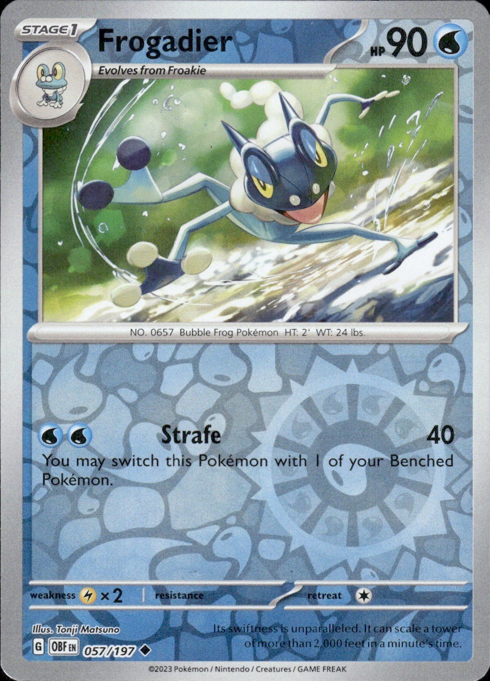 Frogadier 057/197 Uncommon Obsidian Flames Pokemon Reverse Holo Lightly Played