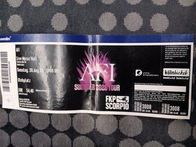 Afi altes gebrauchtes Ticket Köln August 2026