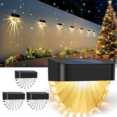 Pack of 4 Solar Lights for Outdoor Wall Garden, 2 Light Modes RGB + Warm Whit...