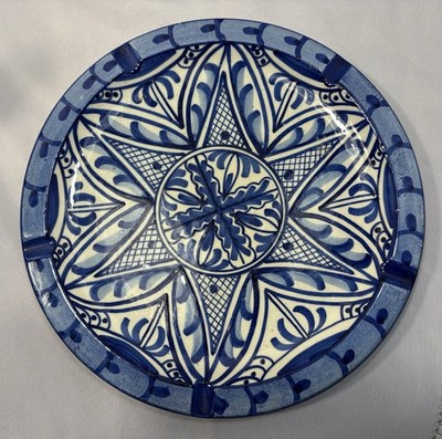 Hand painted Blue/white Ceramic Plate Made In Manises, Spain