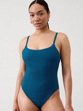 Athleta Scoop Pique One Piece Swimsuit in Coastal Teal Pique  NWT  Size Large