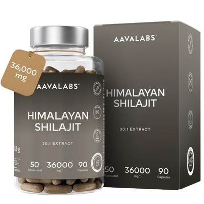 Pure Himalayan Shilajit Kapseln Hochdosiert 36000mg 30:1 Extrakt 50%...