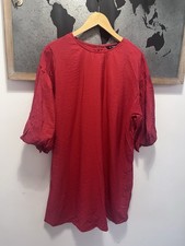 Red Puff Sleeve Size 12 Shift Dress F&F Excellent Condition