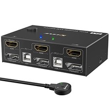 KVM Switch 2 PC 2 Monitore HDMI DisplayPort U...