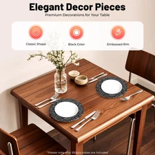 13'' Antique Charger Plates Set PP Round Reusable Serving Plates (Black,100 Pcs)