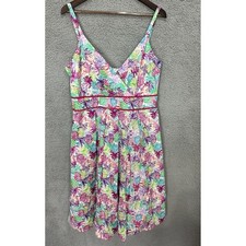 Chetta B Midi Floral Dress Womens 14 Multicolor Fit & Flare Resort Tropical