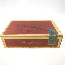VTG Van Dyck Perfecto 10¢ Empty Cigar Box General Cigar Co. Quick Draw Art *READ