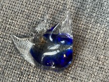 Cobalt Blue Crystal Angel Fish Ornament Figurine Paperweight