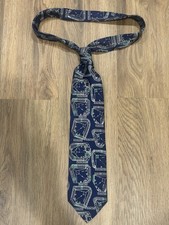 Vintage Josh Bach Baseball Stadium 100% Silk Men's Neck Tie Blue Made in USA