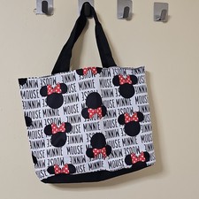 Disney Minnie Mouse Large Tote Bag Black White Red Polka Dot Bow Polyester 2019