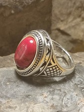 Herren Ring Gr 55 in Silber Retro Marmor Design Groß auffälliger roter Stein