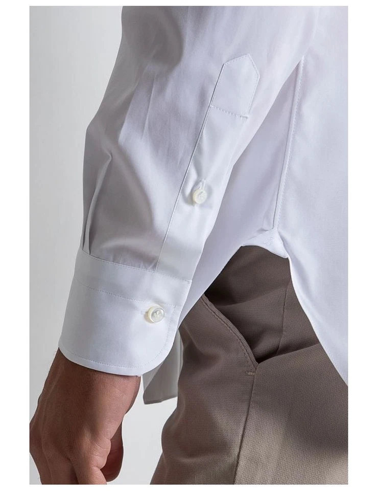 CAMICIA UOMO BARBA NAPOLI colore bianco liscio PZ8100 - Immagine 3 di 4