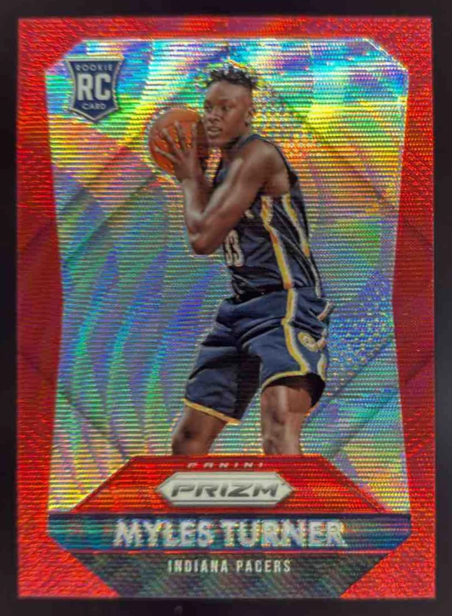 2015-16 Panini Prizm Ruby Wave Prizms #340 Myles Turner RC /350