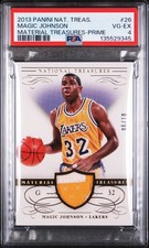 2013 NATIONAL TREASURES MATERIAL TREASURES PRIME #26 MAGIC JOHNSON 6/10 PSA 4