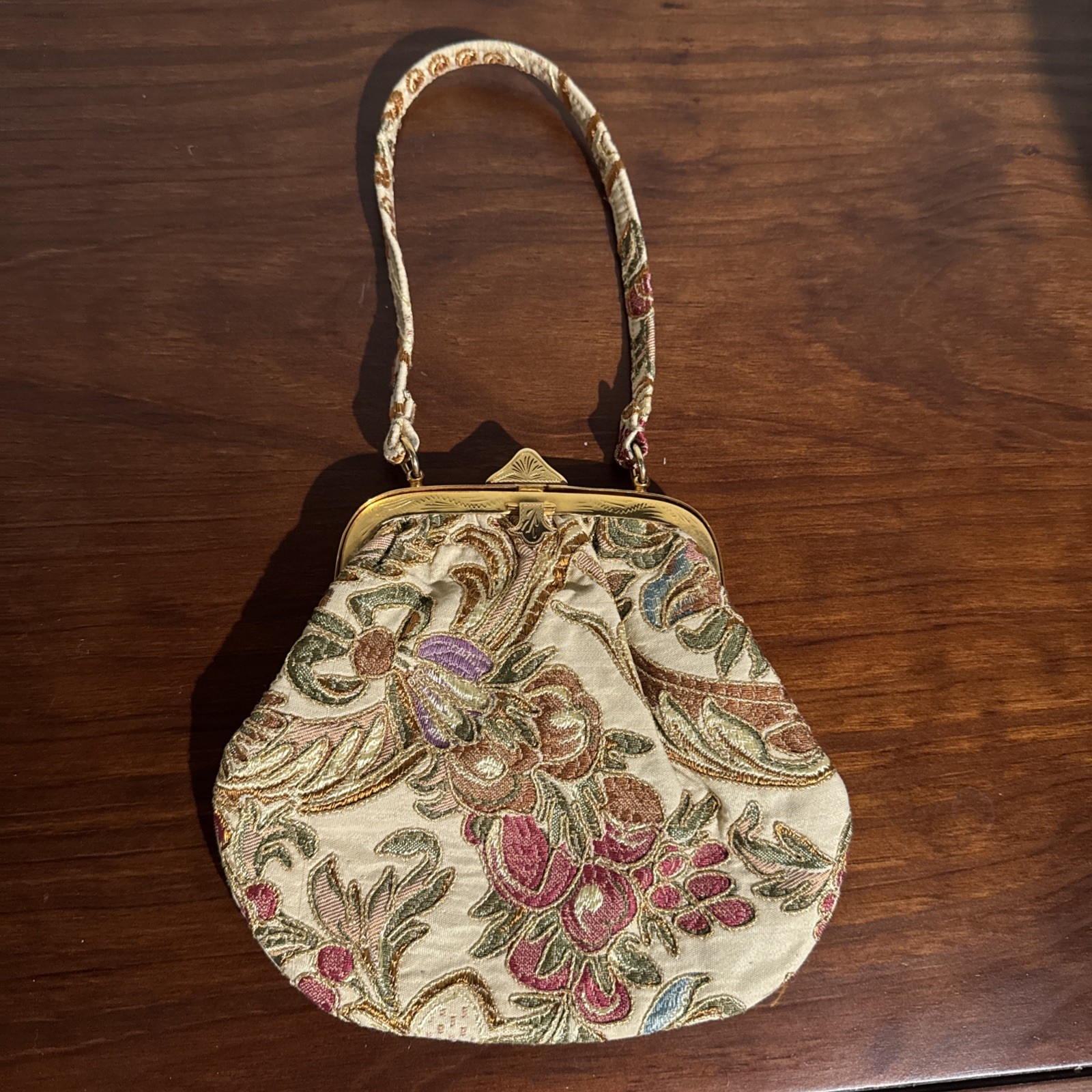 Vintage Rodo Tapestry Carpet Bag Brocade Handbag Clutch Evening Bag
