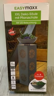 EASYmaxx LED Dekosäule Pflanzschale Mandala IP44 Timer Beton Optik (R2 A2