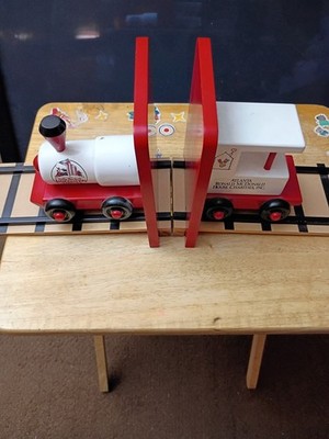 Dolly Parton Imagination Library Folding Caboose Train Tracks Wood Bookends Rare