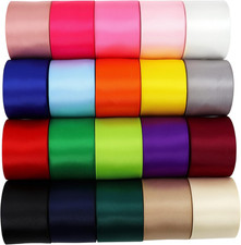 Double Face Satin Ribbon 1-1/2 Inch Ribbons 20 Solid Color Assortment, 1-1/2" X