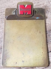 Vintage Monsanto Chemical Small Brass Clip Board Advertising Red Enamel Logo